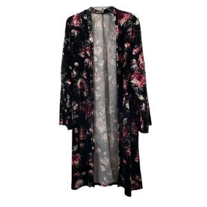 PinkBlush Velvet Floral Open Front Cardigan Kimono Size S